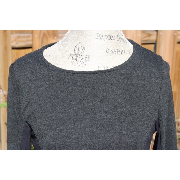 Sahalie Gray and Navy 3/4 Sleeve Side Panel Dress Women Size Small - Picture 3 of 6